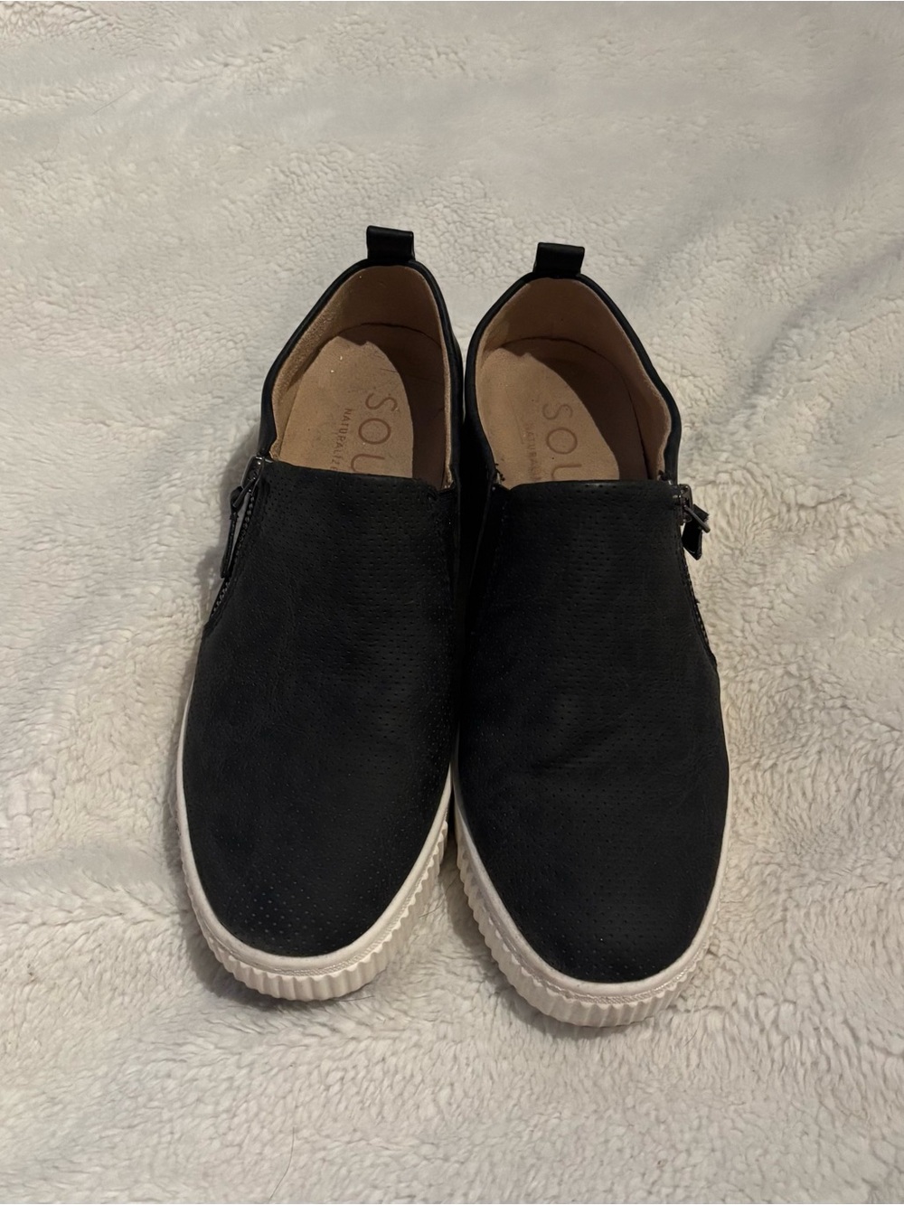 SOUL Naturalizer Black Slip-On Sneakers with White Sole